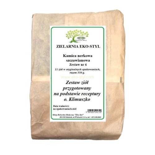 Zioła na kamicę szczawianową .Zestaw ziół przygotowany na podstawie receptury Ojca Klimuszko, przez Zielarnię -  Sklep Zielarsko-Medyczny Eko-Styl