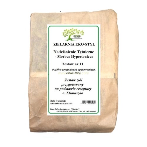 Zioła na nadciśnienie. Nadciśnienie tętnicze mogą powodować czynniki genetyczne i środowiskowe np długotrwały stres. Zestaw ziół przygotowany na podstawie receptury Ojca Klimuszko, przez Zielarnię -  Sklep Zielarsko-Medyczny Eko-Styl