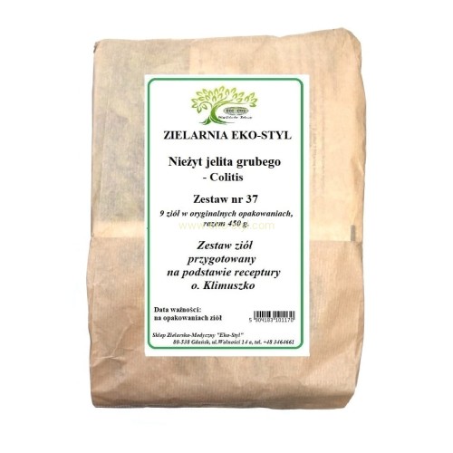Zioła na nieżyt jelita grubego. Nieleczony nieżyt jelita grubego może przejść w owrzodzenie oraz nieżyt przewlekły.Zestaw ziół przygotowany na podstawie receptury Ojca Klimuszko, przez Zielarnię -  Sklep Zielarsko-Medyczny Eko-Styl
