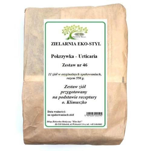 Zioła na pokrzywkę- bąble na skórze. Obrzęk o zabarwieniu różowym lub porcelanowobiałym, towarzyszy temu świąd lub nawet ból. Zestaw ziół przygotowany na podstawie receptury Ojca Klimuszko, przez Zielarnię - Sklep Zielarsko-Medyczny Eko-Styl