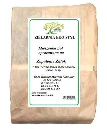 ZIOŁA NA ZAPALENIE ZATOK Zestaw ziół przygotowany  przez Zielarnię -  Sklep Zielarsko-Medyczny Eko-Styl www.eko-styl.com